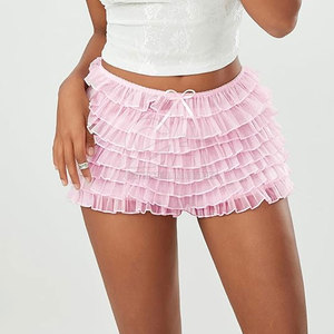 Pantalones cortos con diseño de logotipo personalizado para mujer, transpirables, recién llegados, para adultos, pantalones cortos con volantes para mujer - Product Image 4