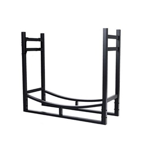 Support en bois moderne avec bûche de bois de chauffage en forme de croissant enduit de poudre noire Accessoires de maison et de jardin pour cheminée à usage intensif - Product Image 2