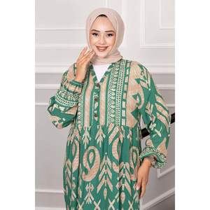 Robe Viscose à Demi-Bouton Vert - Product Image 4