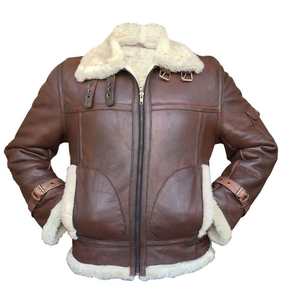 Chaqueta de invierno personalizable para hombre High Street Vintage Hip Hop estilo cuero genuino cuello alto Casual de talla grande ecológico - Product Image 1
