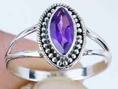 Nueva llegada Natural amatista piedra preciosa joyería anillo Vintage plateado hecho a mano joyería anillo 925 plata esterlina Marquesa anillo - Product Image 4
