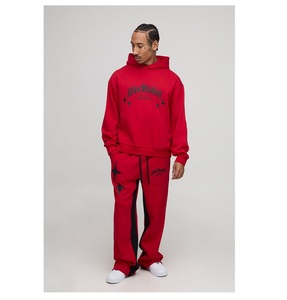 Ensemble de survêtement décontracté pour homme, coupe ample, respirant, automne, 500 GSM, poids lourd, imprimé numérique, polyester/coton, molleton, coupe ample - Product Image 4