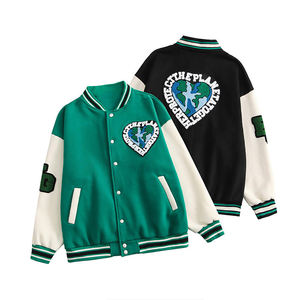 Unisex American Baseball Varsity <b>Jackets</b> Premium Quality Wool Letter Embroidery Vintage Style Stand Thin Leather Sleeves - Product Image 6