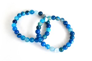 Wholesale Blue Banded Agate 8mm Round Beaded <b>Bracelet</b> Natural Healing Stone for Jewelry Fashion Meditation At Best Price - Product Image 1