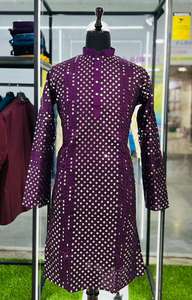 Conjunto de Kurta y Pijama de Algodón con Mangas Largas y Aberturas Laterales, Ropa Étnica Elegante para Festivales y Fiestas - Product Image 6