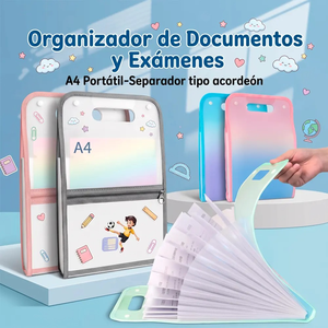Organizer da Ufficio A4, Cartella Portadocumenti Pieghevole in Plastica con Indice, Custodia Portatile per Esami e Studio - Product Image 1