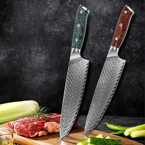 Vente en gros de commandes en vrac personnalisées, service OEM et ODM, couteau de chef de cuisine en acier damas avec manche en résine rouge de luxe, couteau de chef japonais - Product Image 5