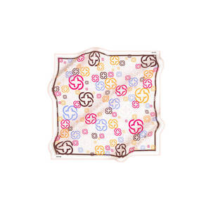 Off-White Silk <b>Square</b> <b>Scarf</b> with Designer Digital Print - Product Image 1