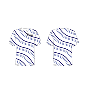 Camiseta Deportiva Ligera de Manga Corta Sublimada Personalizada con Patrón de Líneas Onduladas Abstractas en Azul Marino y Blanco al por Mayor - Product Image 1