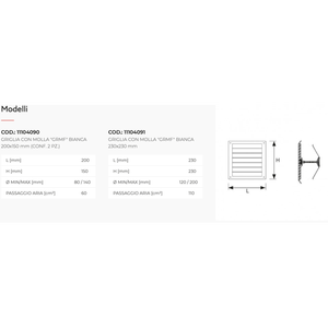 Tecnosystemi GRMF - Rejilla Rectangular Blanca de ABS con Resorte de Fijación - Product Image 2