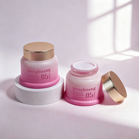 Pot en verre dépoli rose dégradé de 50g, de haute qualité, pour crème cosmétique et soin de la peau, avec couvercle à vis électroplaqué or, pour crème visage/yeux