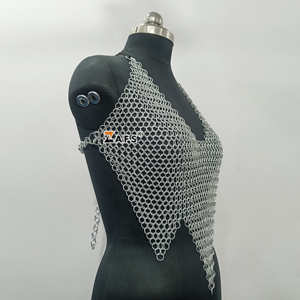 Venta al por mayor de aluminio ligero Chainmail Armor para las mujeres de lujo sin mangas Butted Ring Backless Club Party Wear - Product Image 2