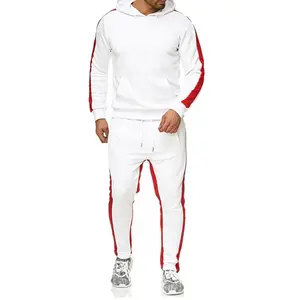 新款上市白色红色条纹套头衫健身定制标志户外男士健身房慢跑者运动服运动服 & 运动服