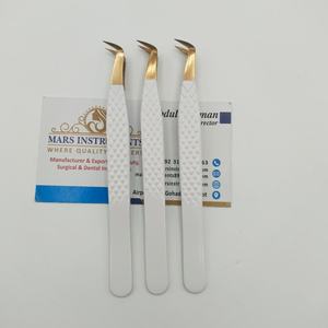 Pince à épiler Volume Blanc mat avec pointe dorée pour extension de cils Logo personnalisé de haute qualité - Product Image 4