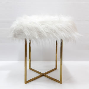 Material de espuma y tela de acero inoxidable, taburete otomano chapado en oro, accesorios para muebles, taburete otomano de forma cuadrada - Product Image 2