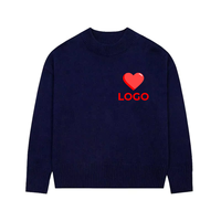 Nouveau Pull Tricoté de Luxe pour Hommes, Broderie Cœur d'Amour, Chandail en Laine Mohair de Haute Qualité pour Hommes