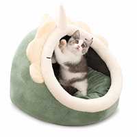Vente en gros : Niche pour chat verte en peluche, fermée, avec rebord rembourré doux, pour intérieur, nid de sommeil confortable pour l'hiver, mobilier pour animaux de compagnie