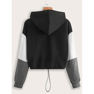 Venta al por mayor de las mujeres suelta Sudadera con capucha de peso pesado Crop Tops Sudadera con capucha letra impresa hombro de talla grande Crop sudaderas con capucha - Product Image 2