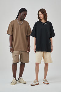 Camiseta de algodón en blanco Camiseta de hombro caído de gran tamaño Logotipo personalizado Camiseta de peso pesado de alta calidad para hombres - Product Image 3