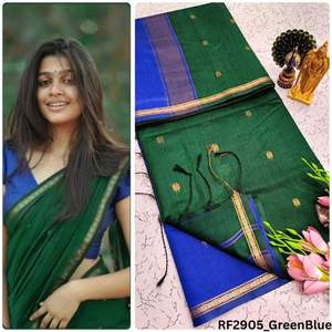 timeless softlinen <b>saree</b> for women crafted in vibrant color contrasts with zari pallu and border available in multi tone Shade - Product Image 5