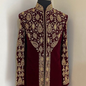 INDIAN/PAKISTANI TRADITIONAL BEAUTIFUL EMBROIDERY on SHERWANI DRESS & ALSO MATCHING SHOE WITH DRESS for PARTY-WEAR/WEDDING@2023 - Product Image 1