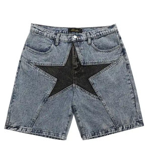 กางเกงขาสั้นผ้ายีนส์งานตามสั่งเสื้อแจ็กเก็ตหนังสไตล์สตรีทสำหรับผู้ชายติดโลโก้ได้ตามต้องการ - Product Image 2