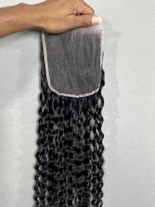 Direct From India High Quality Natural Body Wave 4*4 Closure Cheap Remy Virgin <b>Hair</b> Extensions Genius Weft Human <b>Blend</b> - Product Image 2