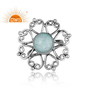 Vente chaude Argent Sterling Oxydé Naturel Doublet Amazonite Cristal Floral Design Anneau Bijoux Fabricant - Product Image 2