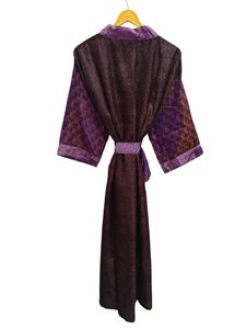 Kimono de Sari de seda pura, bata de Sari Vintage de peso ligero, vestido de fiesta de playa suave, Kimono de seda hecho a mano indio - Product Image 3