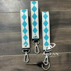 Nuevo diseño a cuadros llavero de cuero genuino muñequera accesorios al por mayor cuero de vaca de lujo cuero Premium muñequera llavero cordón - Product Image 1