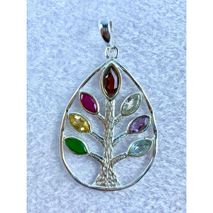 Elegante colgante de árbol de la vida con múltiples piedras preciosas - Joyería hecha a mano para unisex, joyería fina al por mayor - Product Image 1