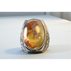 Turkish Ottoman Style Sterling Silver Rhodium Plated <b>Amber</b> Stone Wedding Engagement <b>Ring</b> Handmade Vintage Design Prong Party - Product Image 4