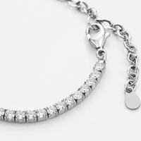 Bracelet tennis en argent sterling 925, chaîne à griffes de 2 mm, 15+5 cm, 3,79 g, réglable, bijoux pour femmes avec fermoir en forme de larme