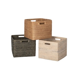 Cesta de ratán cuadrada simple, cesta de almacenamiento hecha a mano, venta al por mayor, ecológica, hecha en Vietnam - Product Image 1