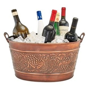 Seau à glace en cuivre de conception martelée isolé pour une rétention plus longue pour les fêtes Seau à glace de qualité supérieure Accessoire pour boissons - Product Image 3