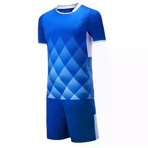 Uniforme de Fútbol de Manga Corta con Cuello Redondo Azul 100% Poliéster al por Mayor para Hombre y Mujer, Logotipo Personalizado Incluido - Product Image 4
