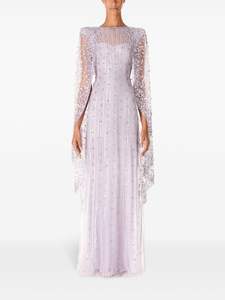 เดรสแม็กซี่แขนยาวคอกลมทรงเอที่สง่างามสำหรับงานแต่งงานงานพรอมงานเลี้ยงตอนเย็นกันไฟฟ้าสถิตย์ระบายอากาศได้ - Product Image 5