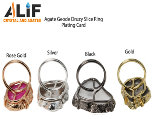 Natural Crystal Agates Window Druzy Rings Gold Plating Crystal Geode Ring Adjustable Natural Stone Rings by ALIF CRYSTAL - Product Image 6