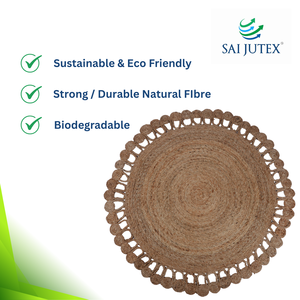 Alfombra de yute de fibra natural cosida a mano trenzada Reversible patrón moderno novedoso respetuoso con el medio ambiente sostenible antideslizante antibacterias - Product Image 2