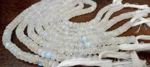 Rondelle de pierre de lune arc-en-ciel blanche naturelle lisse 8mm perles vendues par brin 8 pouces de long - Product Image 3