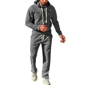 Spring and Autumn <b>Men's</b> Small Checkered Hoodie Pants <b>Men's</b> Casual Sports Suit - Product Image 5
