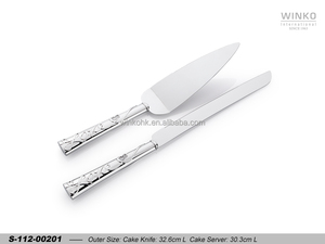 Ensemble de 2 spatules à gâteau Winko ENDLESS LOVE, avec 16 lames en cristal transparent, lames en acier inoxydable gravées au laser, nickel. - Product Image 1