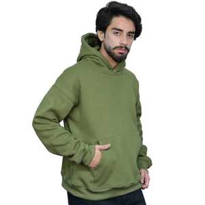 Felpe con cappuccio in cotone 100% con stampa e tinta unita felpe da uomo stile invernale caldo abbigliamento alla moda in kaki - Product Image 4