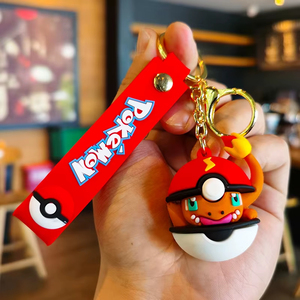 YY Anime Pocket Monster ball Pikachu Series 3D Cartoon Soft PVC Keychain cute pendant accessory - Product Image 1