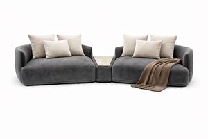 Sofá Modular de Lujo Tsofli - Diseño Curvo Contemporáneo, Tapizado en Tela / Terciopelo / Gamuza, Módulo Central de Mármol Opcional - Product Image 2