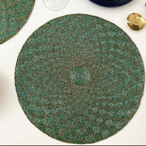 Haute qualité maison Bar décor rond verre caboteur motif ovale avec feutre perlé nacre pour tasse feuille maison usage Commercial - Product Image 1