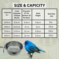Bol d'alimentation pour oiseaux portable en acier inoxydable Vente à forte demande Mangeoire pour perroquets Bols à eau avec pince pour cages à oiseaux
