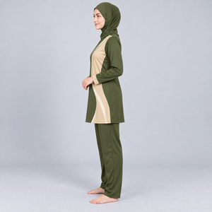 Modest Sportswear Long Sleeve High Cut 3 Piece Burkini Set <b>Hijab</b> Women Quick Dry Customized Logo Modest 3 Piece Burkini Set - Product Image 3