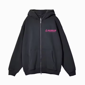 Vente en gros Streetwear zippé double fermeture éclair polaire sweat à capuche lourd pour hommes 100% coton sweats à capuche zippés pour hommes - Product Image 1