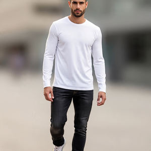 T-shirt à manches longues et col rond pour hommes, haut de jogging d'été oversize respirant pour le printemps et l'été - Product Image 2